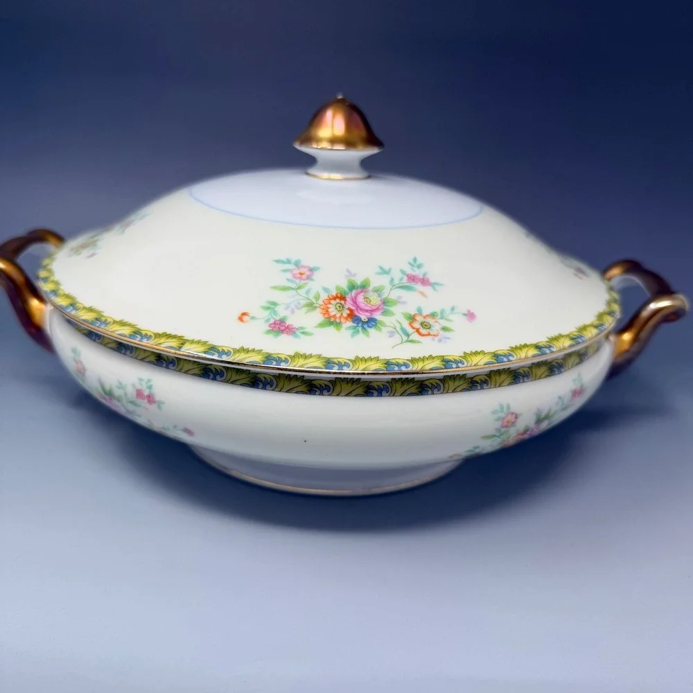Vintage‎ Morimura Gumi Noritake Japan Hand Painted Floral Covered Casserole Dish